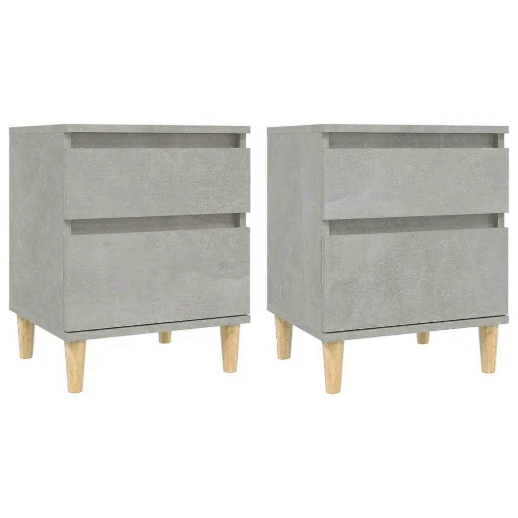 Set di 2 Comodini | Armadio da Notte | Mobiletto da notte Grigio Cemento 40x35x50 cm