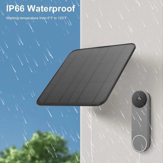 Pannello solare per interfono - 12 W caricatore pannello solare - impermeabile - adatto per Nest e Ring Video Doorbell - ideale per all'uso all'aperto - 300 cm ombrello non incluso