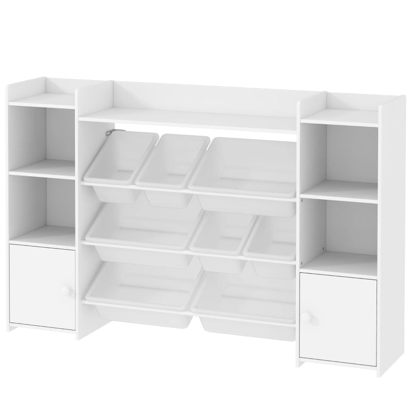 Scaffale portaoggetti per bambini in MDF e metallo, bianco, 140 x 30 x 90 cm