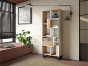Libreria scaffale, 174x67x31, Design industriale, Rovere e bianco RF4116