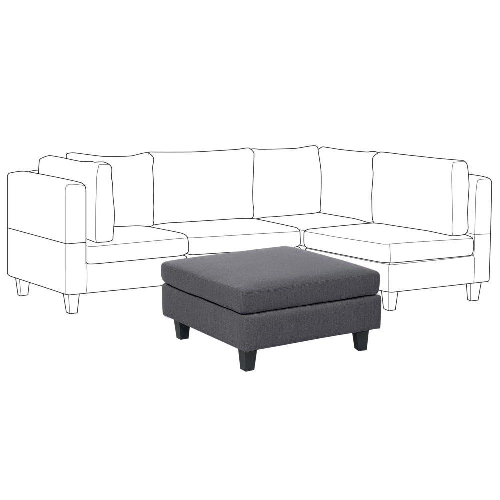 Pouf Poggiapiedi Rivestito Tessuto Grigio Scuro Quadrato Minimalista Moderno