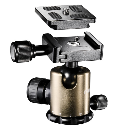 Mantona Treppiede Titanium Carbon con testa a sfera e borsa, cavalletto per fotocamera fino a 159 cm, con rotazione di 180° per riprese macro, sistema di sgancio rapido compatibile Arca Swiss