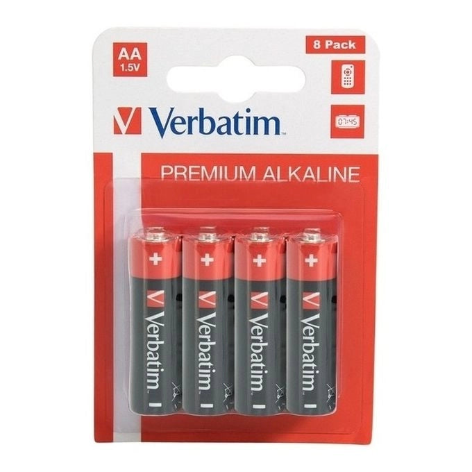 Verbatim 49503 Pile Alcaline Stilo AA LR6 1.5V Monouso Confezione da 8 Pezzi colore Nero