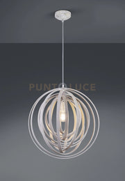 BOOLAN SOSPENSIONE SFERA CERCHI DI LEGNO CHIARO D. 50CM 1 LUCE ATTACCO E27