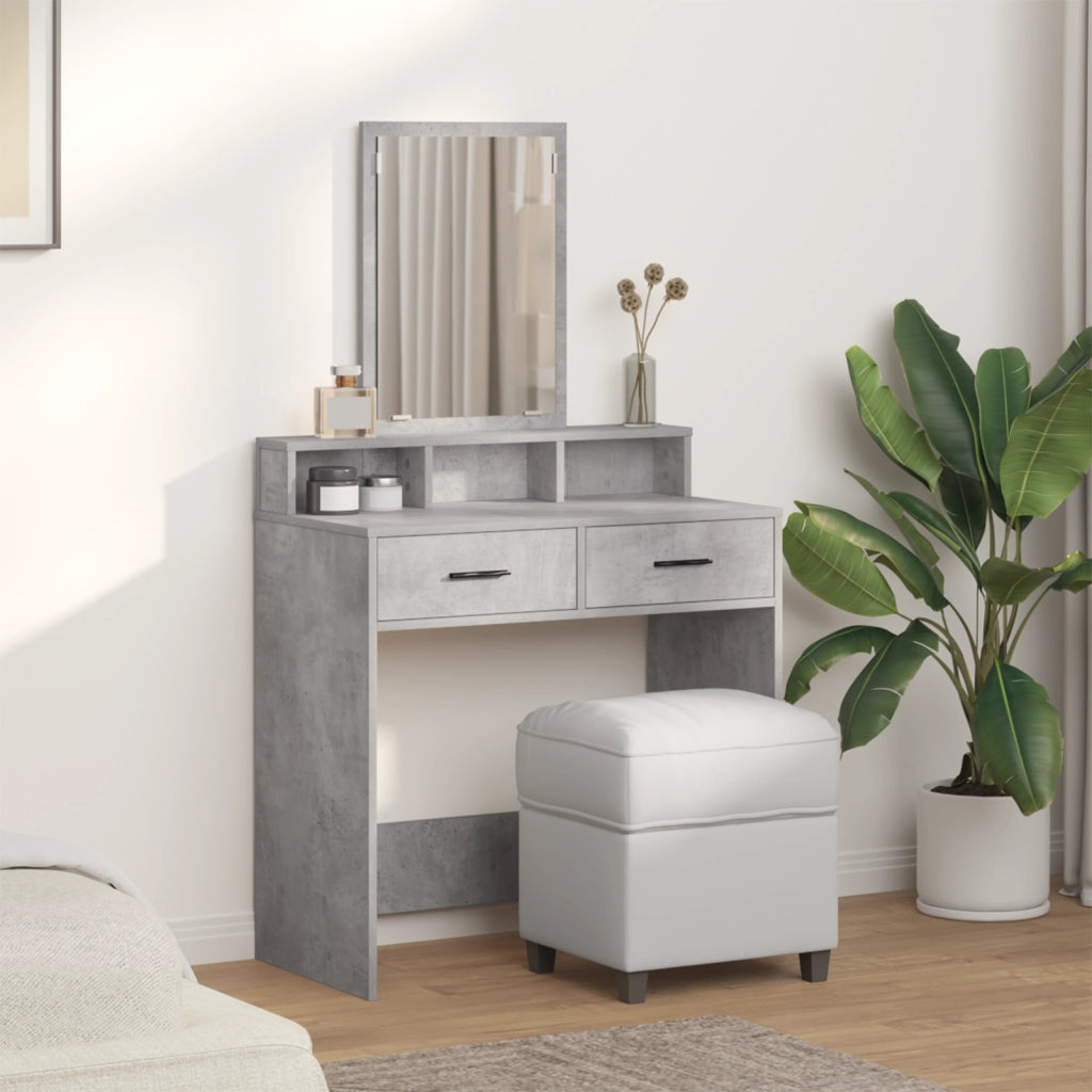 Tavolo da Trucco con Cassetti Grigio Cemento 79x41x140 cm