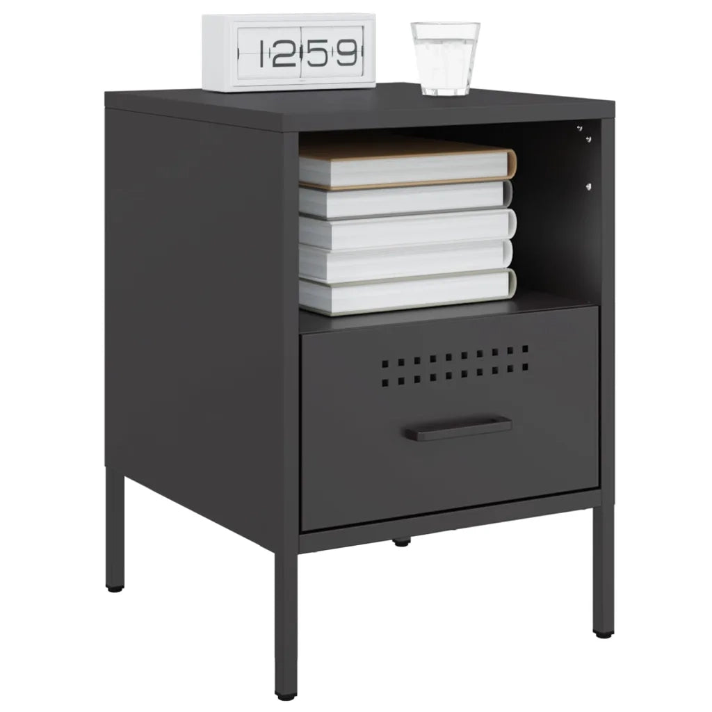 Comodino Nero 36x39x50,5 cm in Acciaio 843054
