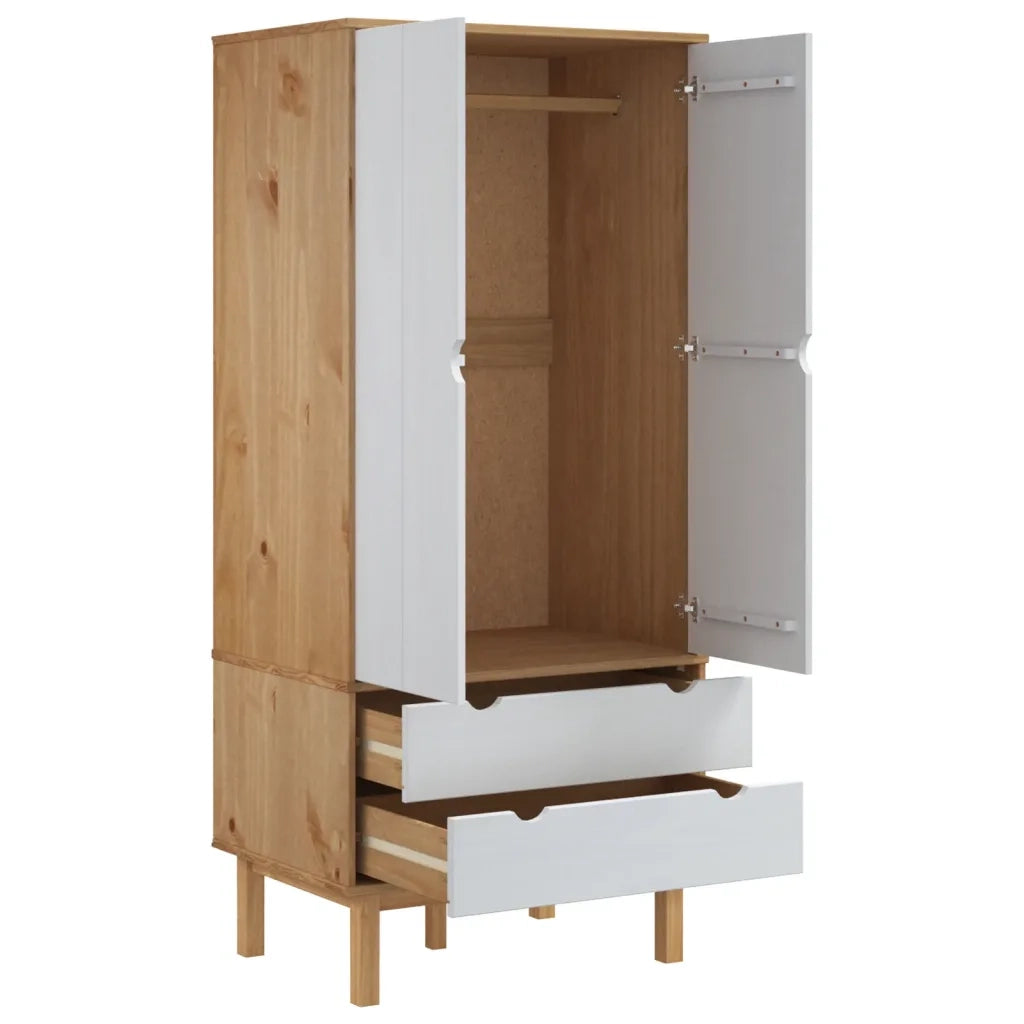 Armadio OTTA Marrone e Bianco 76,5x53x172 cm in Legno di Pino 348590
