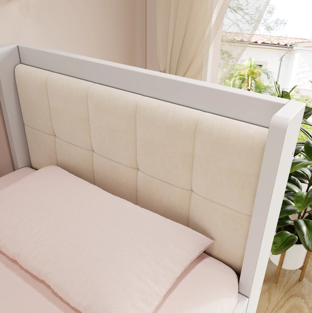 Letto da giorno 90x200 cm con 2 cassetti; bianco; in pino e compensato