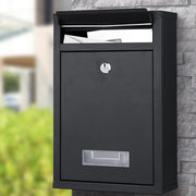 Trade Shop - Cassetta Postale Parete In Acciaio Buca Lettere Posta Esterno Con Chiave Nero -