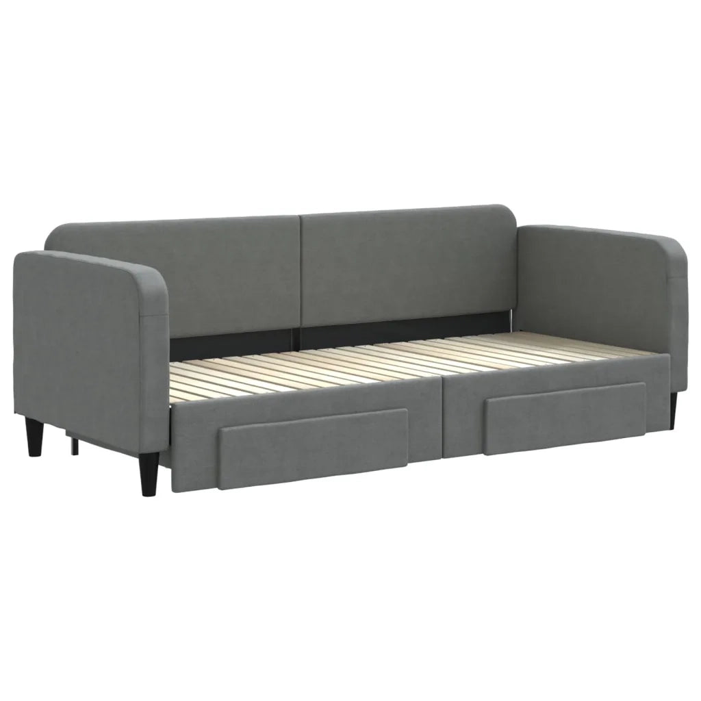 Divano letto | Sof¨¤ letto | Letto singolo Estraibile Cassetti Grigio Scuro 80x200cm Tessuto
