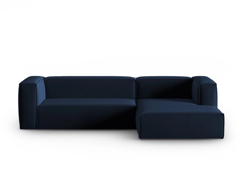 Cosmopolitan Design - Divano angolare destro "Mackay" 4 posti in velluto blu reale 