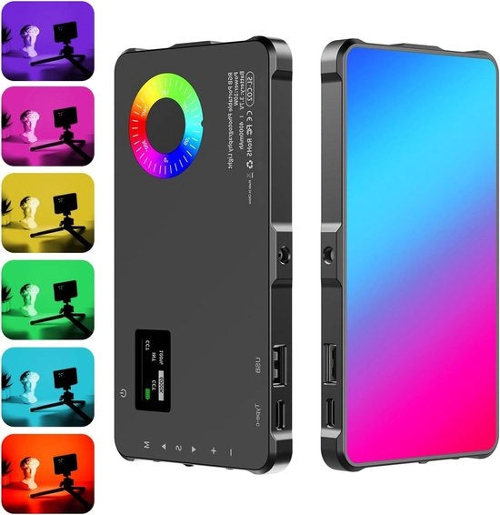 Lampada da selfie con RGB 4000mAh portatile per la fotografia con illuminazione 360° a piena gamma di colori 24 effetti CRI 95+ 2500-9000K per video riprese zoom e conferenze vlog