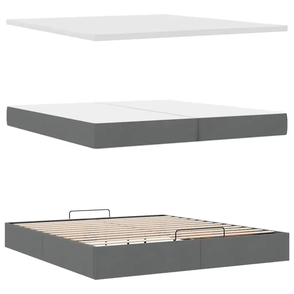 vidaXL Struttura Letto Pouf con Materassi 200x200 cm in Tessuto