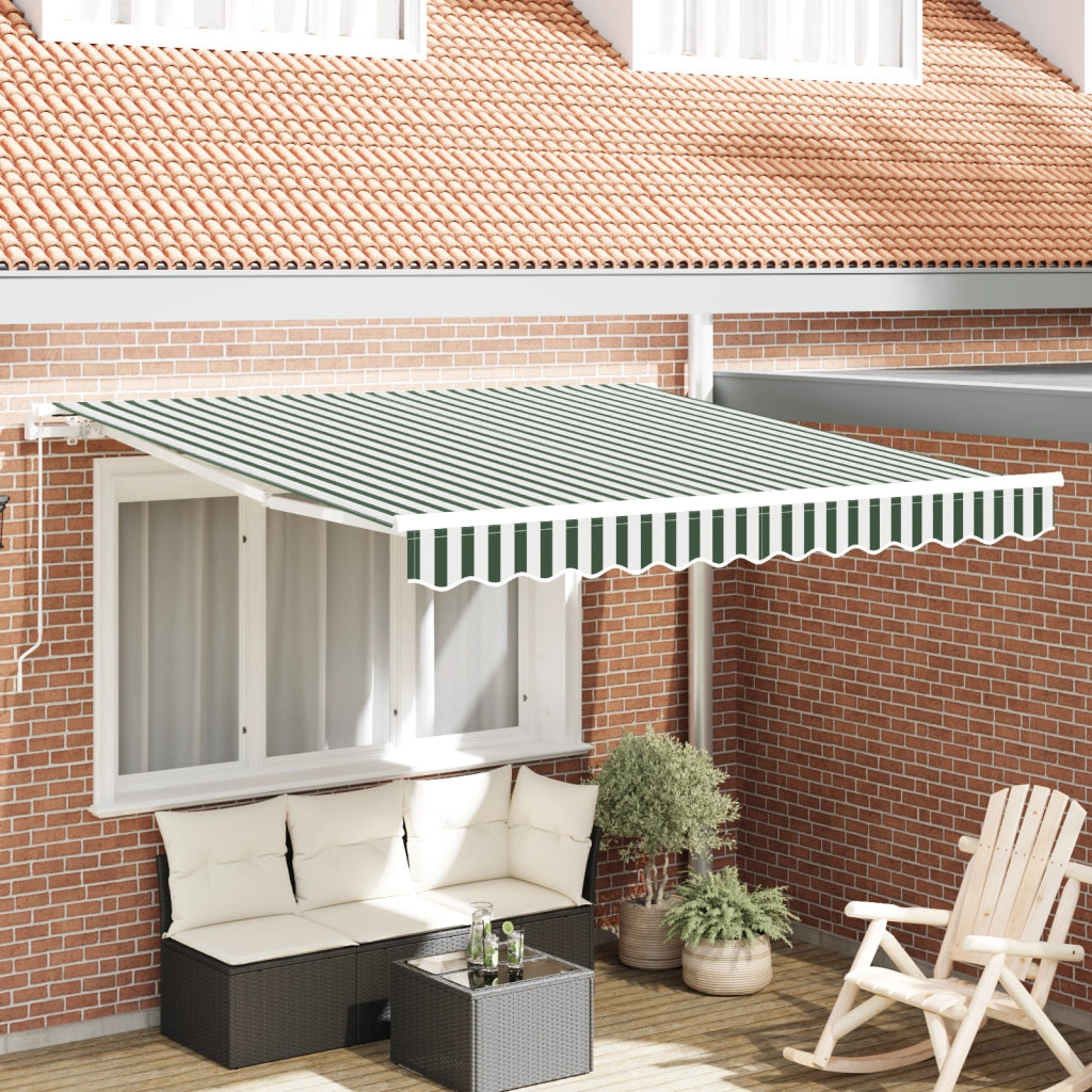 Tenda Retrattile Manuale Verde e Bianco 350x250 cm