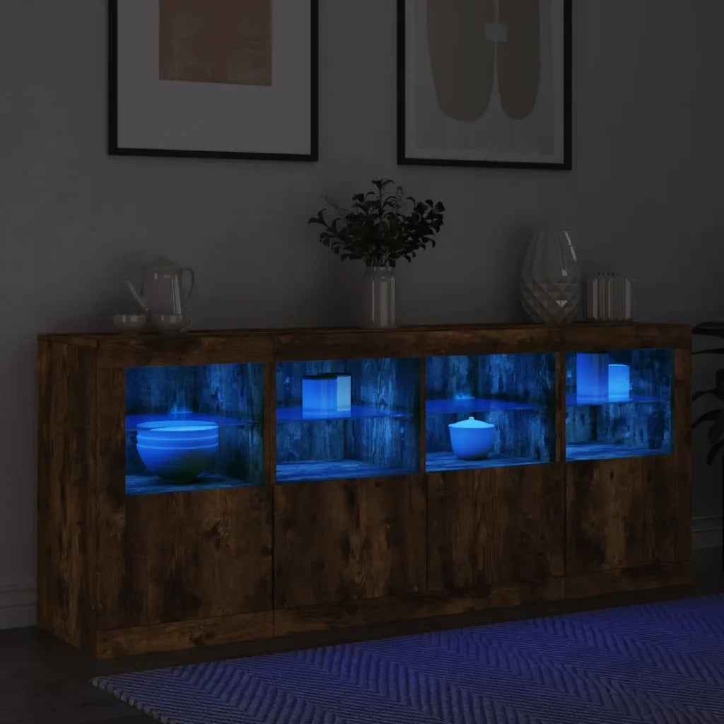 Credenza con Luci LED Rovere Fumo 163x37x67 cm 3209076