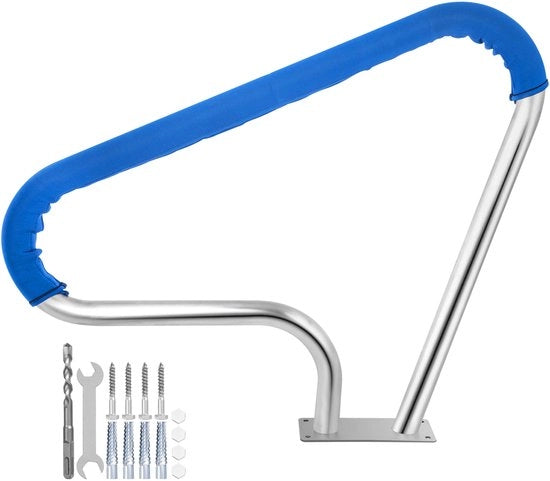 Leva per Pool 39x32” in Acciaio Inox Argento con Maniglia Blu e Copertura con Capacità di 250lbs