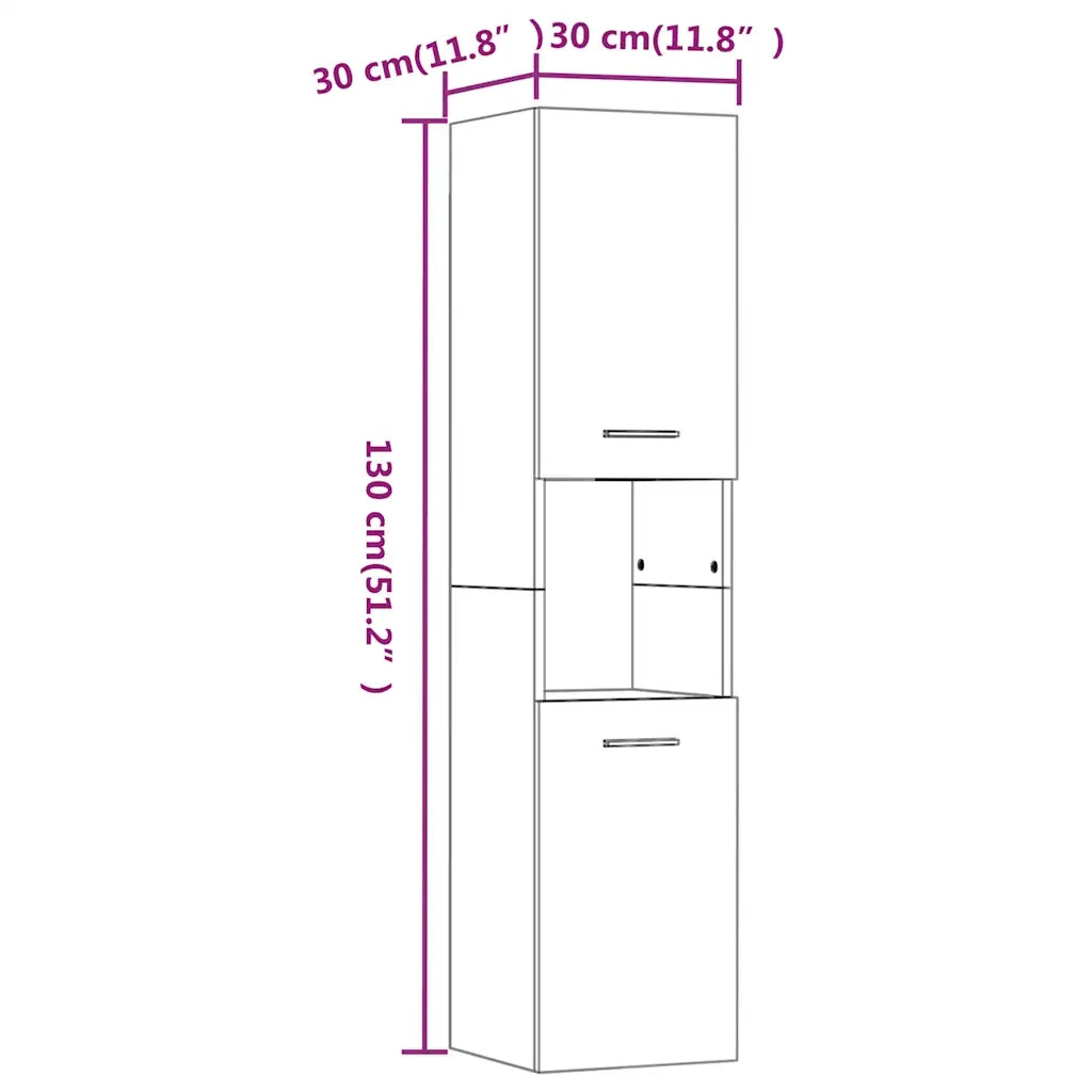 Armadietto Bagno Grigio Sonoma 30x30x130cm in Legno Multistrato 815640
