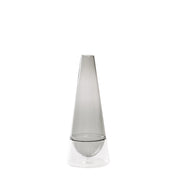 Vaso Conosfera 58 in vetro borosilicato soffiato a mano, design elegante con tecnica incalmo, colore Grigio, complemento d'arredo artistico