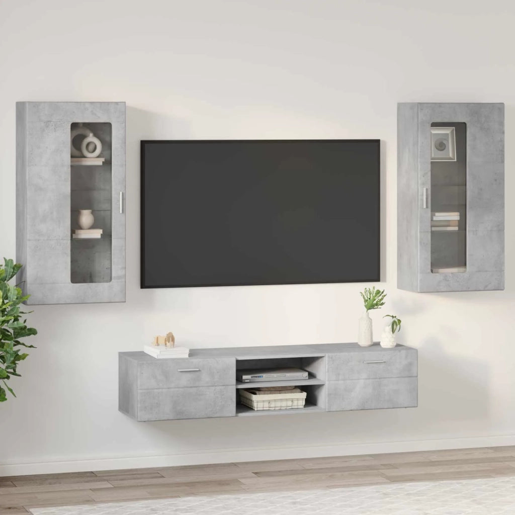 Set mobile TV FLORIN 3 pcs Grigio cemento Legno multistrato 3397927