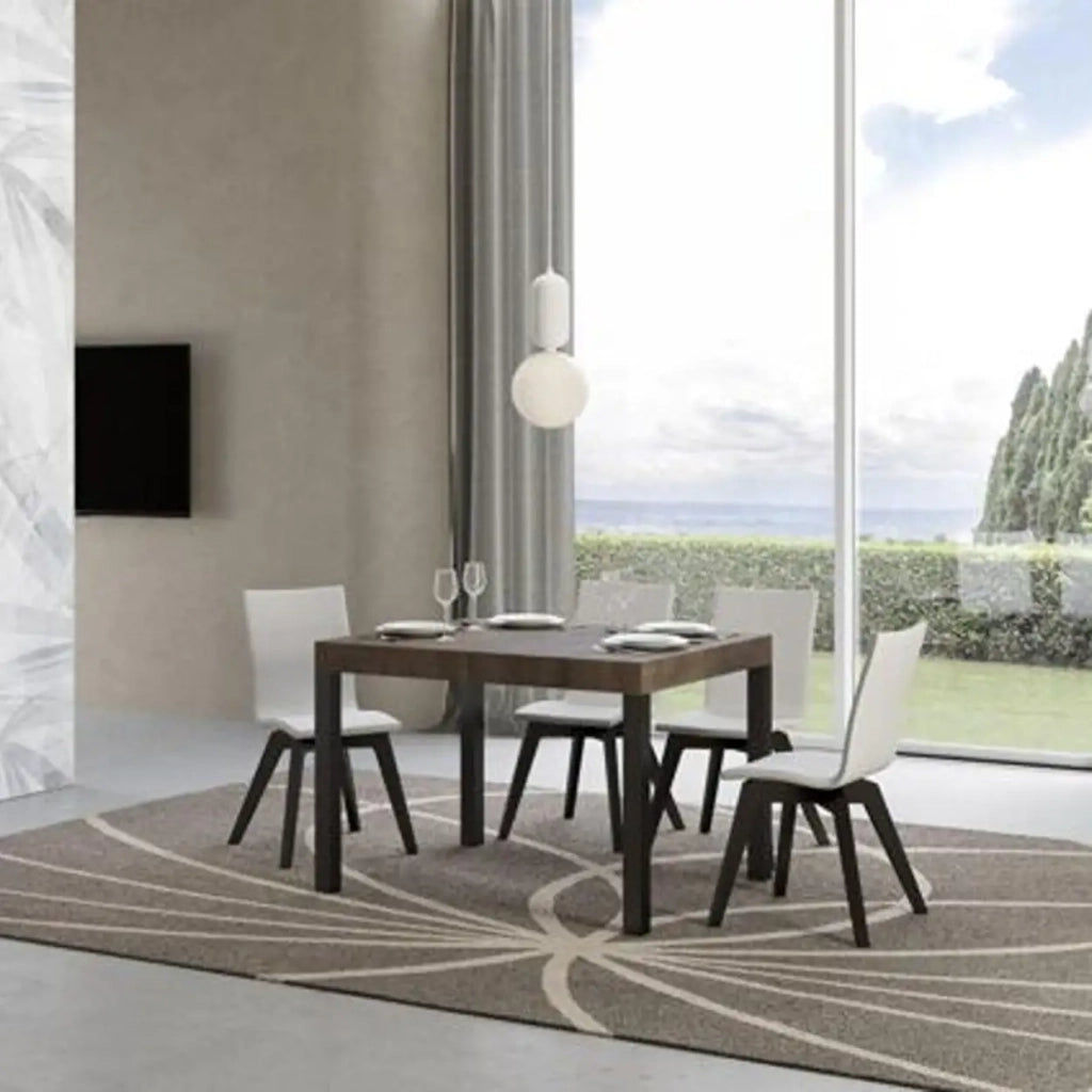 Tavolo allungabile 120/204x80 cm Everyday colore noce gambe antracite