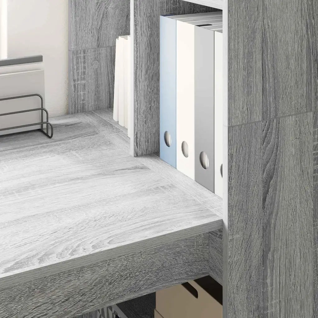 Scrivania | Tavolo da Ufficio Grigio Sonoma 122 x 67 x 145 cm Legno multistrato