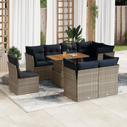 Set Divano da Giardino 9 pz con Cuscini Grigio in Polyrattan 3326945