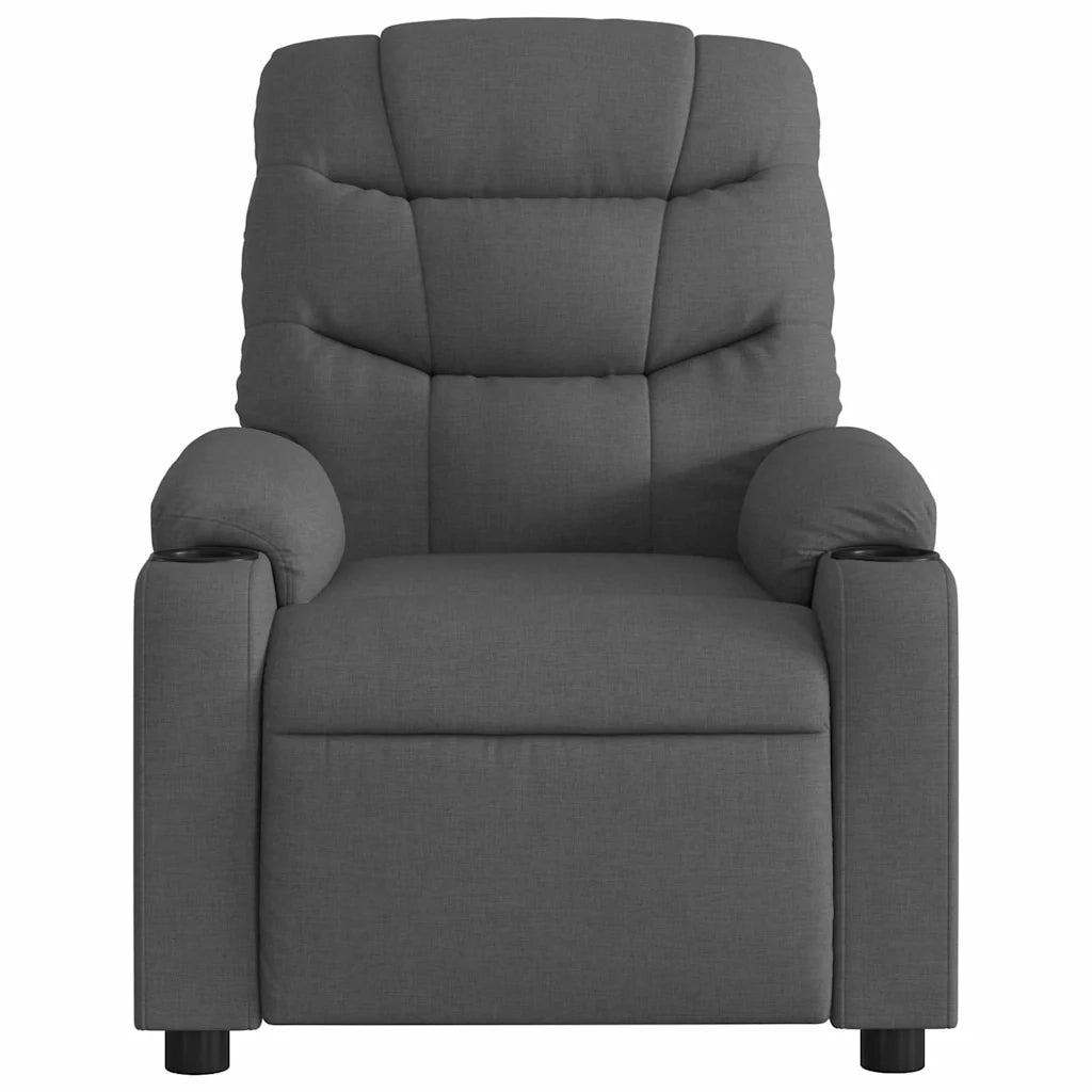 Divano Sedia-Poltrona Reclinabile Massaggio Elettrica Grigio Scuro Tessuto 531216