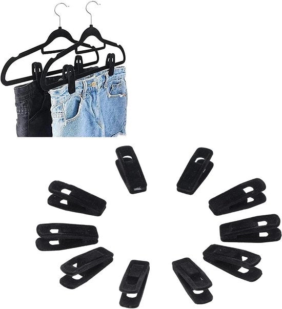 Accessori per asse di rovescio in velluto nero antiscivolo (10 pezzi) per asse di rovescio sottile - Clip forte per pantaloni e gonne - Accessori per asse di rovescio in velluto con presa extra - Set di 10 clip in velluto nero