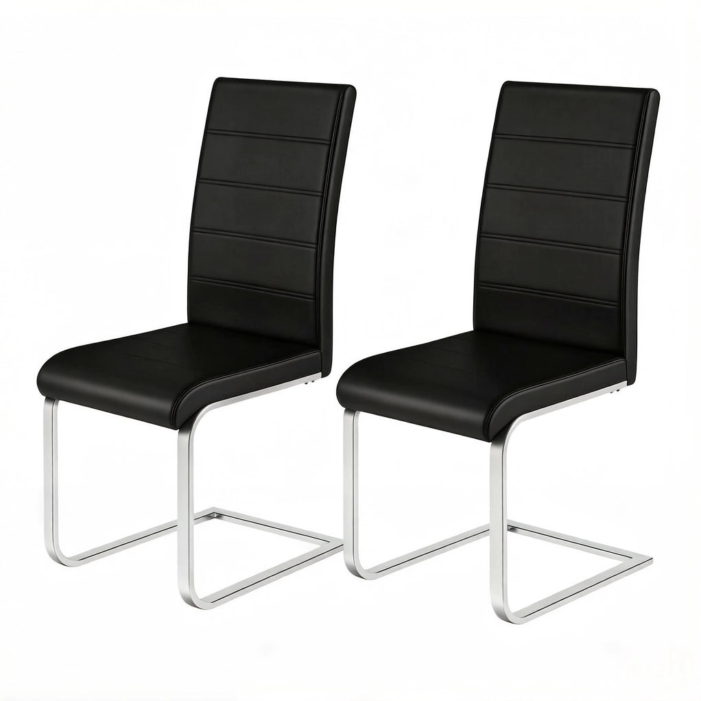 Sedia Cantilever con Schienale Alto in PU e Metallo, 2 Pezzi, Ideale per Sala da Pranzo e Ufficio