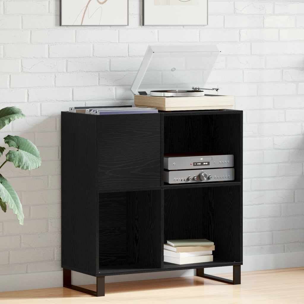 Mobile per Vinili Rovere Nero 84.5x38x90 cm Legno Ingegnerizzato