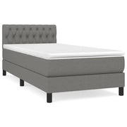 Letto singolo | Letto per adulti | Giroletto a Molle con Materasso Grigio Scuro 100x200 cm Tessuto