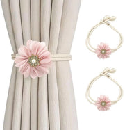 Cordoni per tende 2 pezzi - Supporti per tende regolabili - Fiori in tessuto 3D - Bottoni eleganti - Decorazione romantica - Installazione semplice