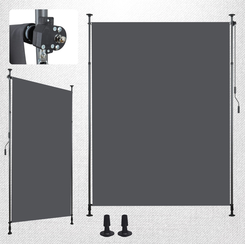 Tenda verticale da esterno regolabile con manovella; 220-310 cm; in poliestere grigio scuro