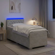 Letto con Box Spring, Materasso e LED Grigio Chiaro 90 x 190 cm 3452078