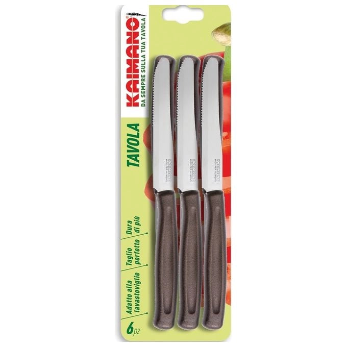 Fiskars KDN041406L Dinamik Set 6 Coltelli da Tavola Mezza Serrazione Acciaio Inossidabile Manico Polipropilene colore Marrone