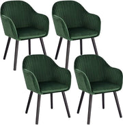 Set di 4 Sedie da Cucina in Velluto con Braccioli - 40x40x81 cm - Verde Scuro