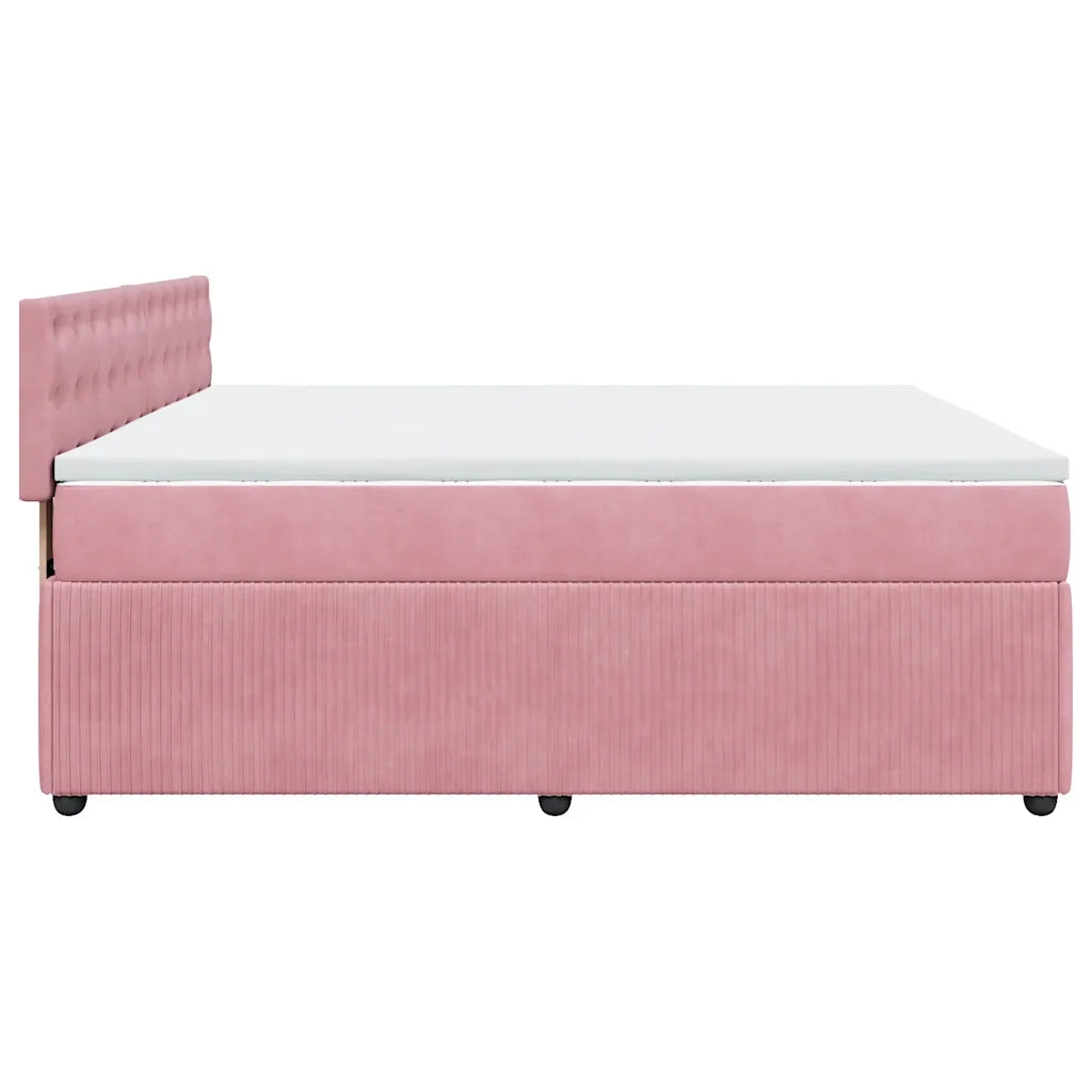 Giroletto a Molle con Materasso Rosa 180x200 cm in Velluto 3287823