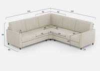 Divano Angolare 5 Posti 241x241x85 cm Karay in Tessuto Latte
