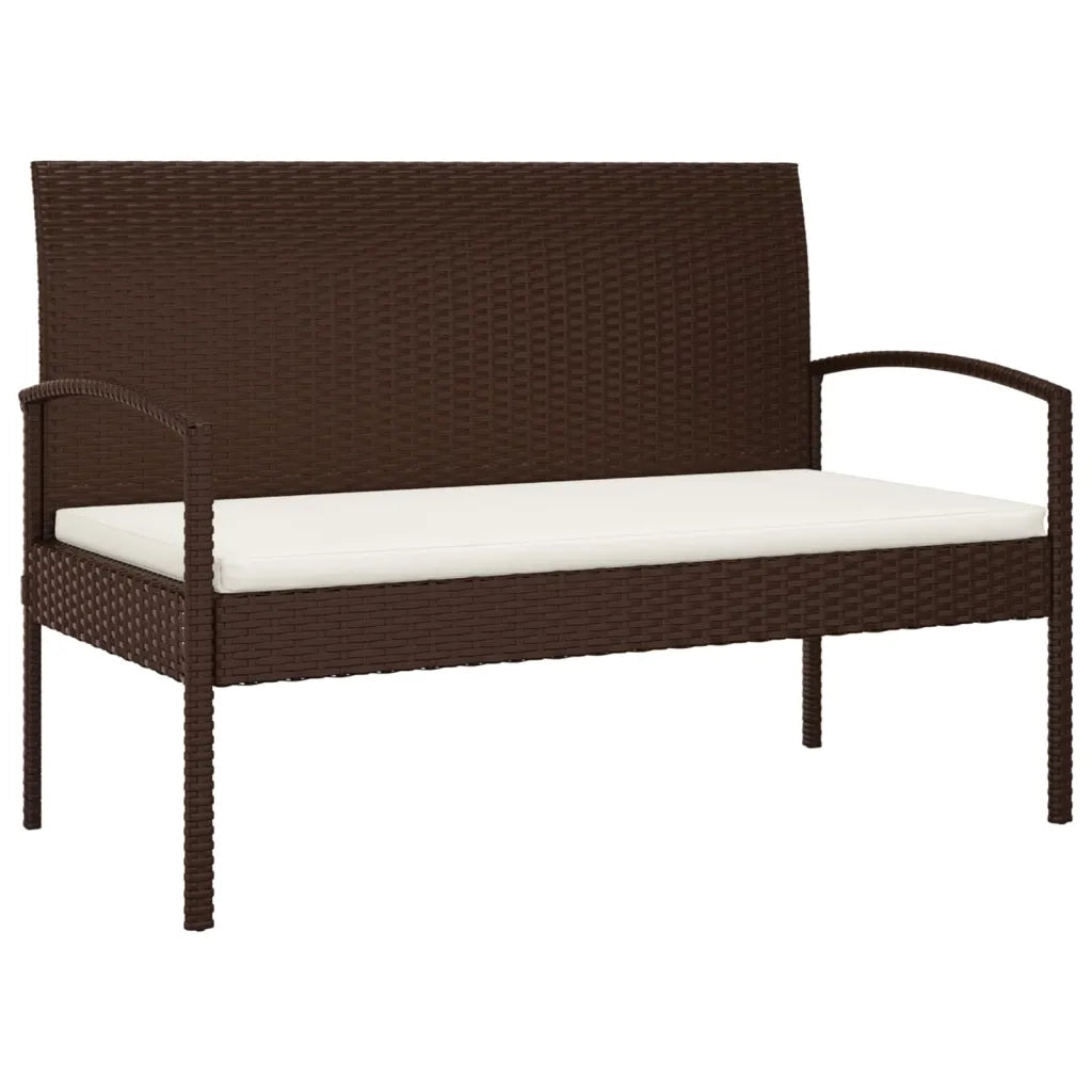 Panca da Giardino con Cuscino Marrone 105 cm in Polyrattan 362165