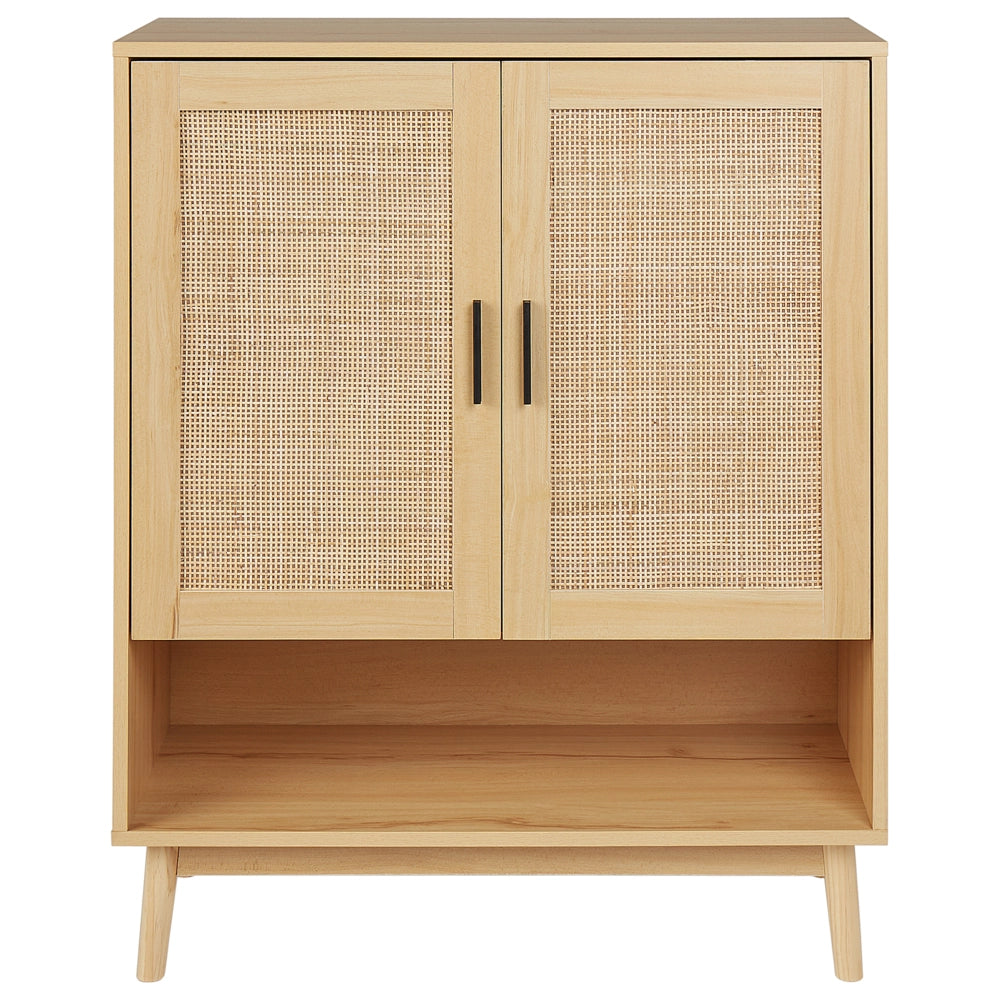 Cassettiera con 2 ante in rattan marrone chiaro stile stile boho soggiorno camera da letto