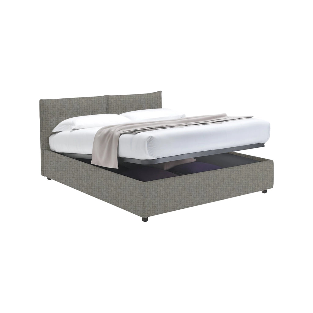 Derby, Letto Matrimoniale Sfoderabile Made in Italy, Grigio Cenere