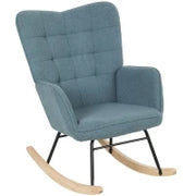 Poltrona a Dondolo Ergonomica con Base in Legno, fino a 120 kg, Azzurro Chiaro