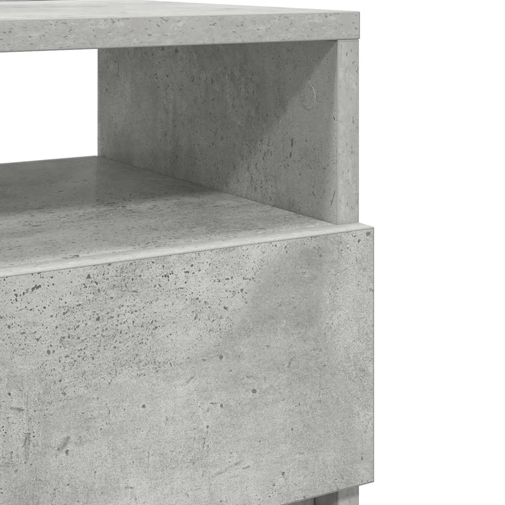 Comodino con 2 Cassetti Grigio Cemento 40x33x60 cm