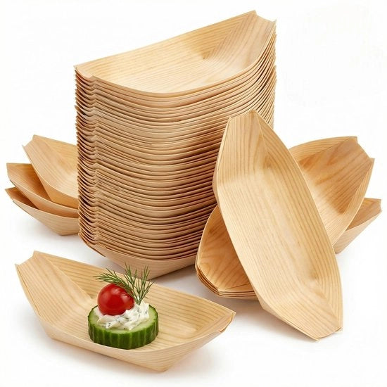 Servizio da party compostabile 60 pezzi - Houten piatti - Servizio da buffet - Prodotti da un tempo - Per uso unico