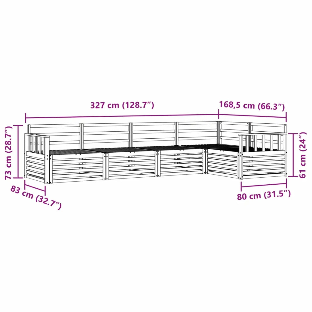 Set di divani da esterno 5 pcs Naturale