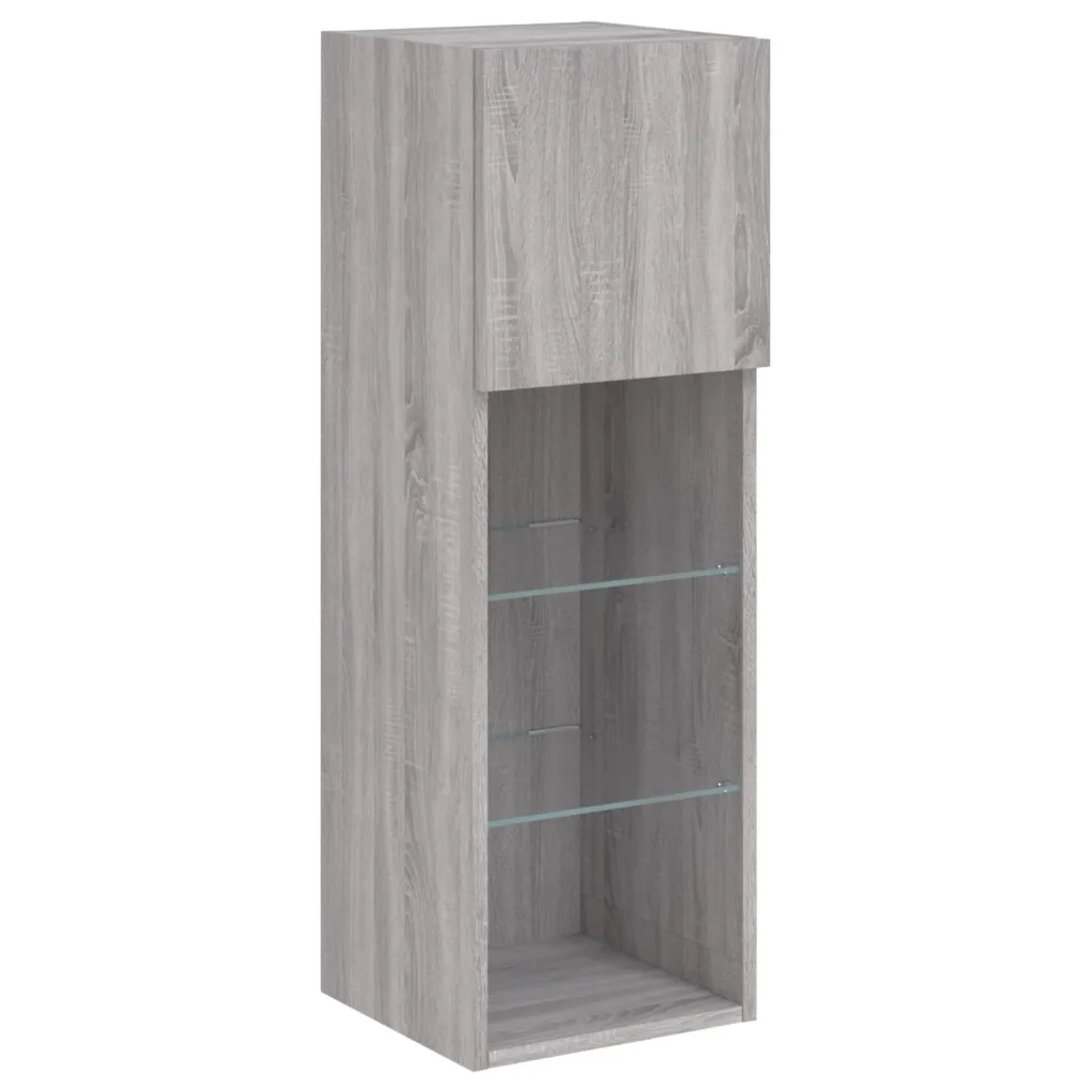 Mobili TV a Muro con LED 4pz Grigio Sonoma in Legno Multistrato 3216652