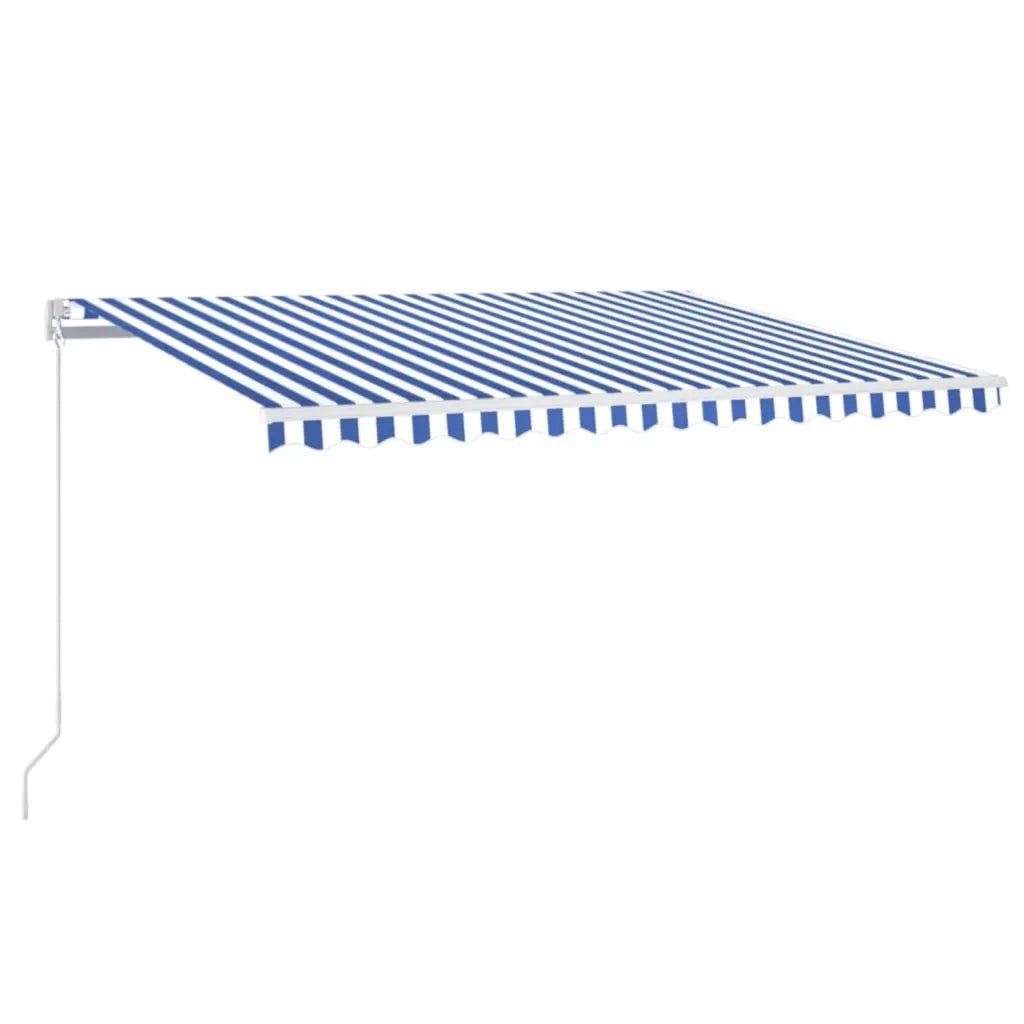 Tenda da Sole Retrattile Manuale con LED 400x350 cm Blu Bianco 3068981