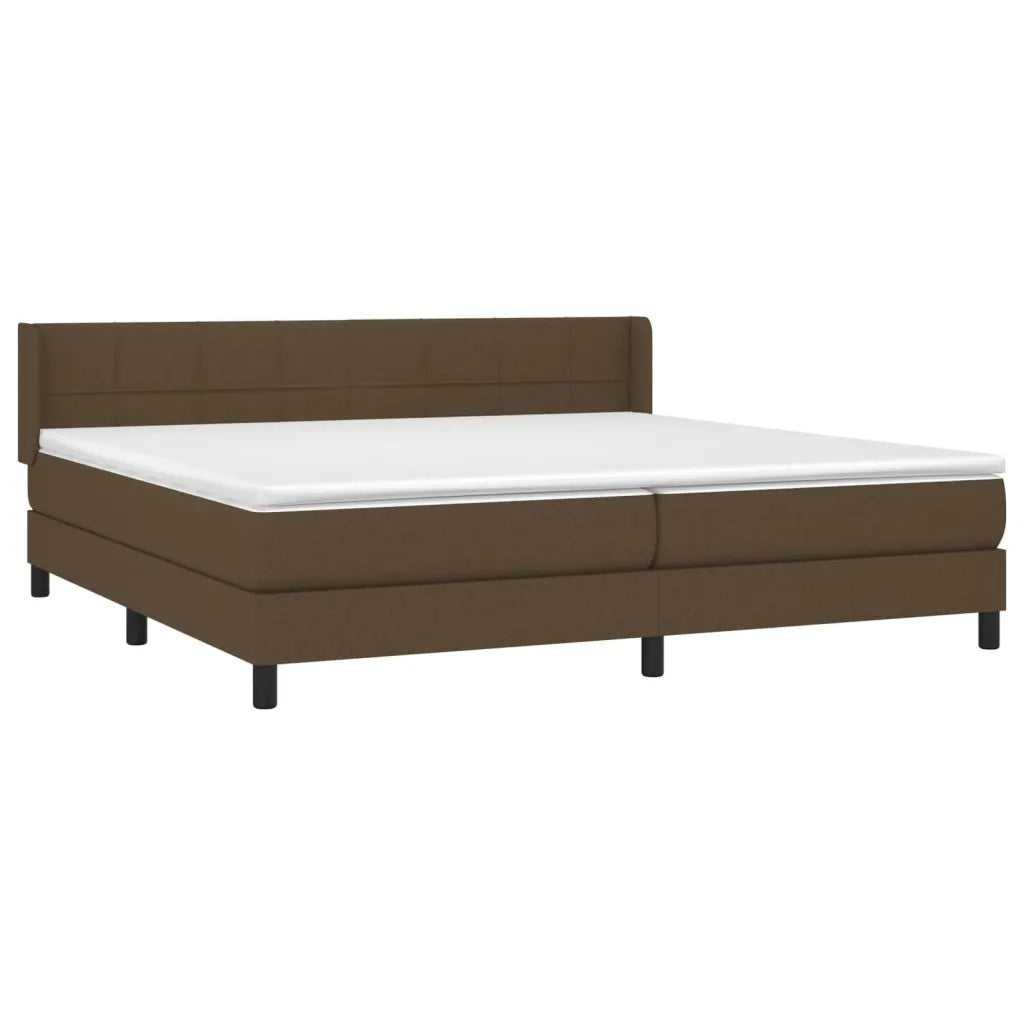 Giroletto a Molle con Materasso Marrone Scuro 200x200cm Tessuto