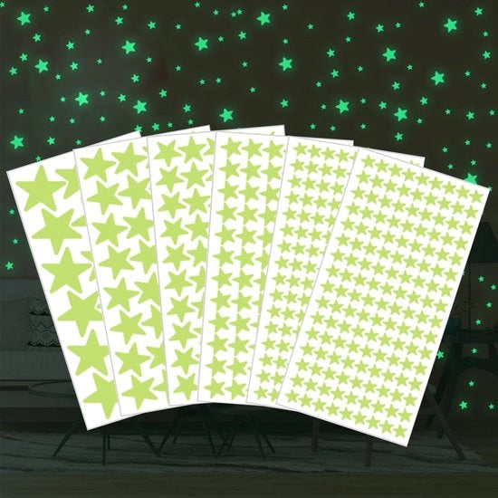 Decori per parete 460 pezzi - Stelle brillanti - Luminose nel buio - Decorazione creativa - Bambini - Decorazione cielo stellato - Adesivo