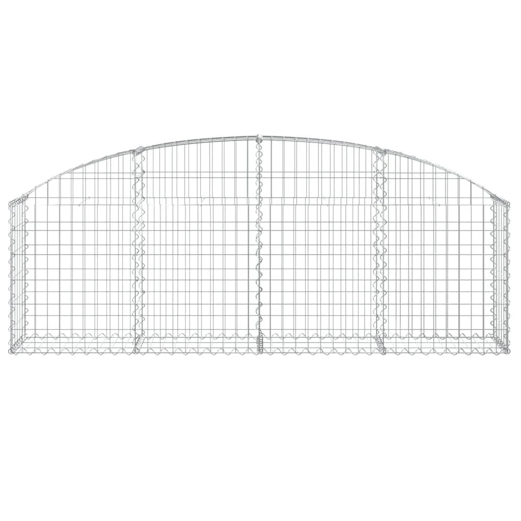 Cesto gabbione recinzione a gabbia muro di contenimento ad arco 200 x 30 x 60/80 cm ferro zincato argento 02_0040013